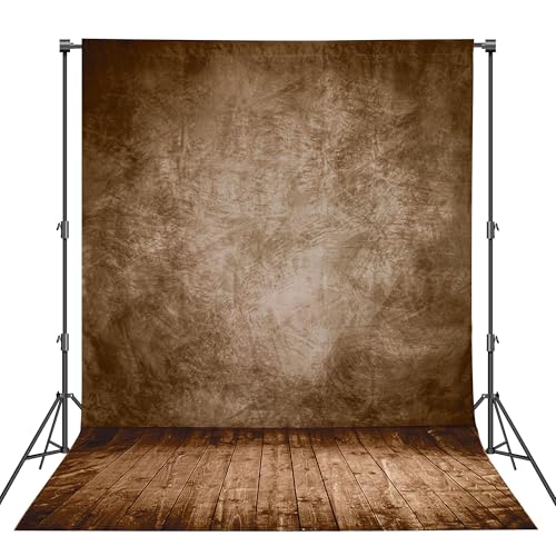 Haboke Professional Abstract Portrait Photography BackdropWall with Wood Floor Backdrop for Kids Photography Baby Newborn Cake Smash Photo Shoots Hypoallergenic Fabric Photography PropsBrown6x9ft - Image 1