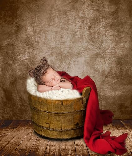 Haboke Professional Abstract Portrait Photography BackdropWall with Wood Floor Backdrop for Kids Photography Baby Newborn Cake Smash Photo Shoots Hypoallergenic Fabric Photography PropsBrown6x9ft - Image 3