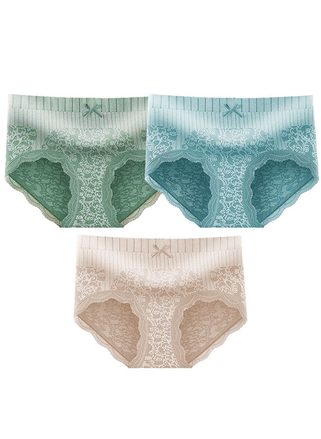 MARGOUN 3 Packs Women's Medium Size Lace Panties with High Waist Comfortable and Stylish Underwear for a Flattering Silhouette/M(waist 60-66/Weight 45~55kg) - Image 3