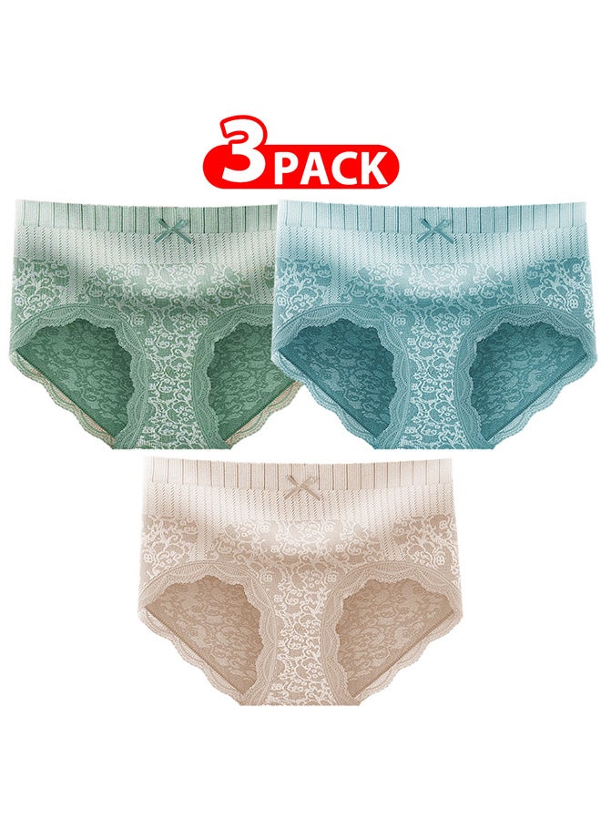 MARGOUN 3 Packs Women's Medium Size Lace Panties with High Waist Comfortable and Stylish Underwear for a Flattering Silhouette/M(waist 60-66/Weight 45~55kg) - Image 1
