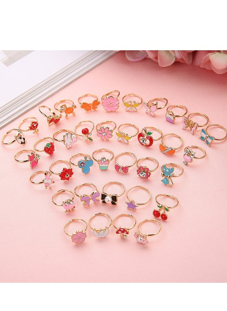 Generic 36 pcs Little Girl Adjustable Rings in Box Children Kids Jewelry Rings Set Girl Pretend Play Dress Up Rings  - Image 2