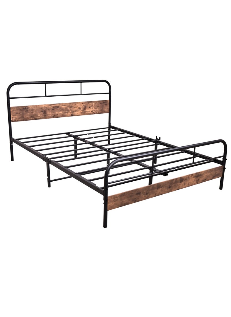 Bed Frame Queen Size, Metal Platform Bed Frame, No Box Spring Required, With Heavy Duty Strong Support Slats, Easy to Assemble, Black 153*210*91CM