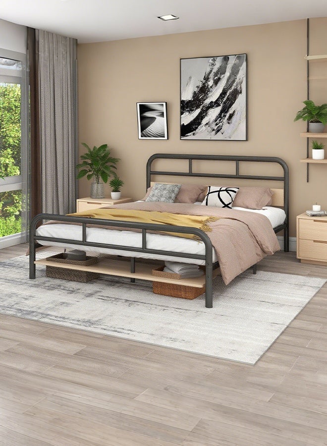 شاربدو إطار سرير كامل الحجم بعرض 153 سم، سرير بمنصة معدنية مع لوح أمامي، سهل التركيب، قوي ومستقر، لا ضوضاء، لا حاجة إلى نوابض صندوقية، بني عتيق (153*210*91 سم) - Image 3