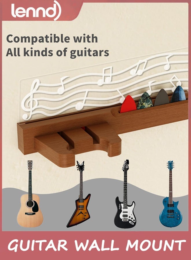 LENND Guitar Wall Mount Stand with LED Lights - Solid Wood & Acrylic USB-Powered Guitar Accessories - Gift for Men, Guitar Players, Music Lovers (for Acoustic, Electric Bass, Ukulele) - Image 5