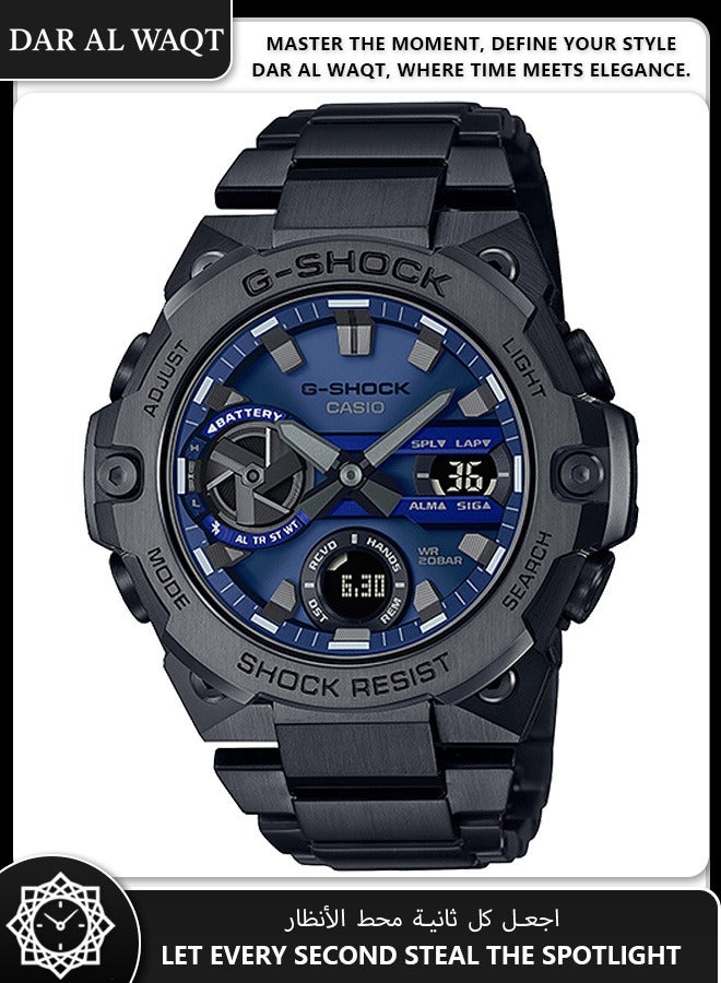 كاسيو ساعة كاسيو G-STEEL GST-B400BD-1A2 للرجال - رقيقة للغاية 12.9mm كربون جوهر الحرس ، اتصال بلوتوث ، تعمل بالطاقة الشمسية ، غطاء مطلي بالأيون والفرقة ، مقاومة للصدمات ، مقاومة للماء 200M - Image 1