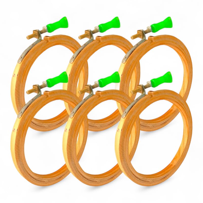 ADW CRAFT'S 4 INCH Embroidery Wooden Hoop(3 PLY, Pack of 6),Wooden Hoop Ring for Embroidery Kit,Wooden Embroidery Hoop Ring Frame,Wooden Frames for Craft Hoop Frame,Mini Wooden Hoop,Hand Embroidery Frame Wooden  - Image 1