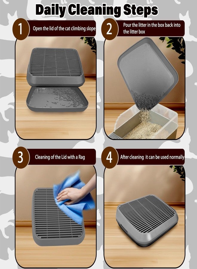Midollarle Cat Ramp for Litter Box, Cat Pedal Step Stool with Filter Function, Double Layered Cats Litter Trapper Washable Easy Cleaning Kitty Litter Mat Suitable for Small & Elderly Cats(Dark Grey) - Image 3