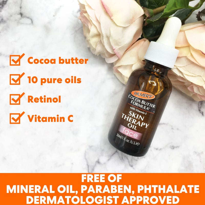 PALMER'S Palmers Skin Therapy Face Oil Cocoa Butter Formula with Rosehip for Fine Lines Wrinkles Dark Spots Uneven Skin Tone Ageing Skin 30ml  - Image 4