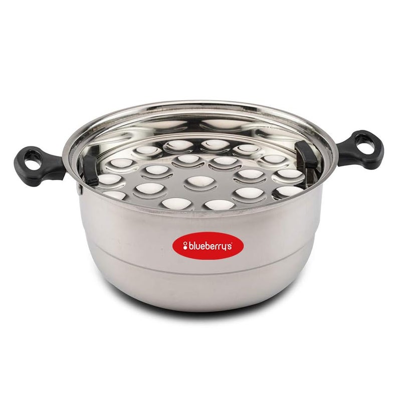 Blueberry's 𝗕𝗹𝘂𝗲𝗯𝗲𝗿𝗿𝘆❜𝘀 Idli Maker Stainless Steel - Idly Cooker with 3-Plates for idly, 1-Plate for mini Idly & 1-Plate steamer| Idli maker induction base & Gas Stove Compatible -(15 Idlies & 20 mini idlies) - Image 5