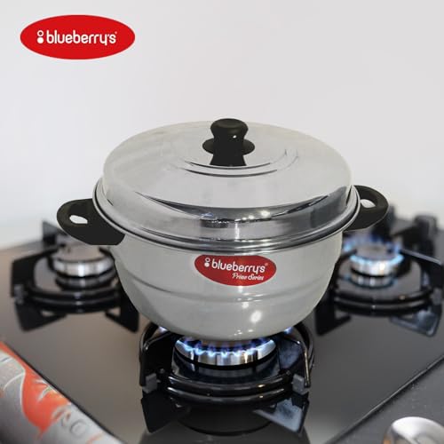 Blueberry's 𝗕𝗹𝘂𝗲𝗯𝗲𝗿𝗿𝘆❜𝘀 Idli Maker Stainless Steel - Idly Cooker with 3-Plates for idly, 1-Plate for mini Idly & 1-Plate steamer| Idli maker induction base & Gas Stove Compatible -(15 Idlies & 20 mini idlies) - Image 2