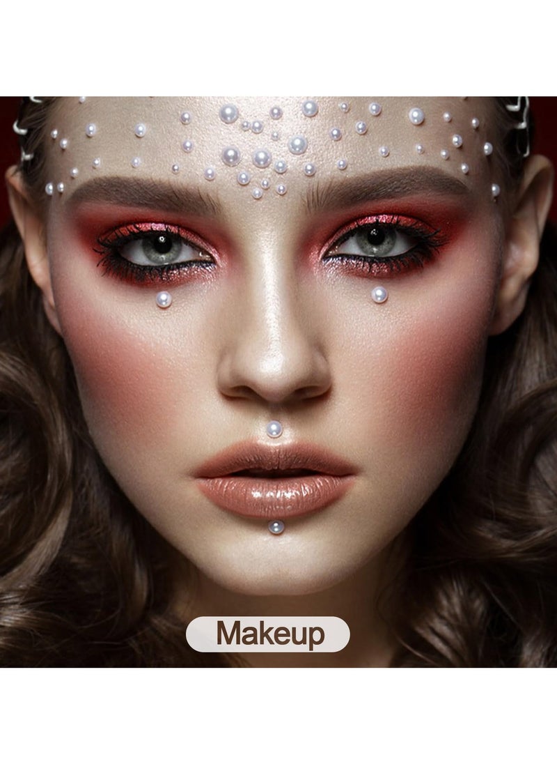 3 Sheets 3D Self Adhesive White Pearl Body Eyeshadow Sticker, Women Nail Art Decoration Kids DIY Craft Accessories