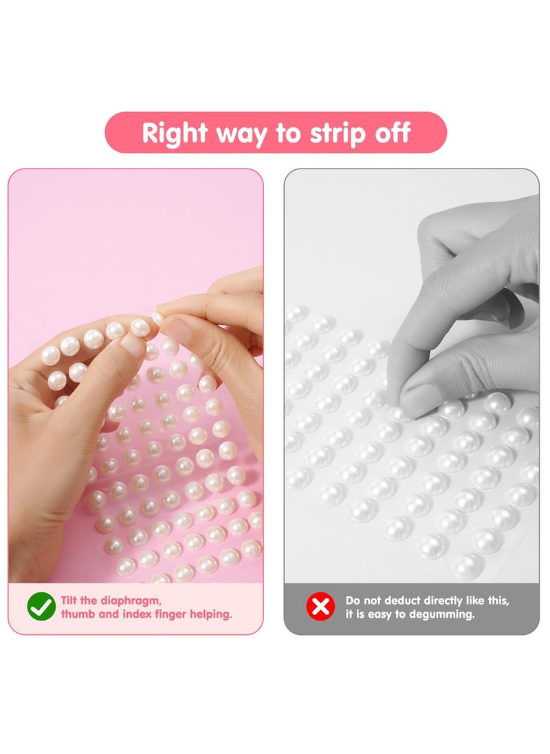 3 Sheets 3D Self Adhesive White Pearl Body Eyeshadow Sticker, Women Nail Art Decoration Kids DIY Craft Accessories