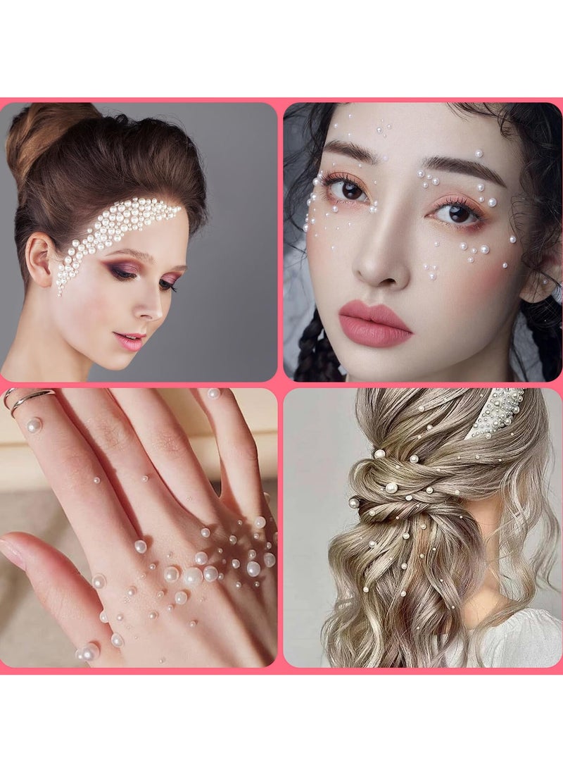 3 Sheets 3D Self Adhesive White Pearl Body Eyeshadow Sticker, Women Nail Art Decoration Kids DIY Craft Accessories