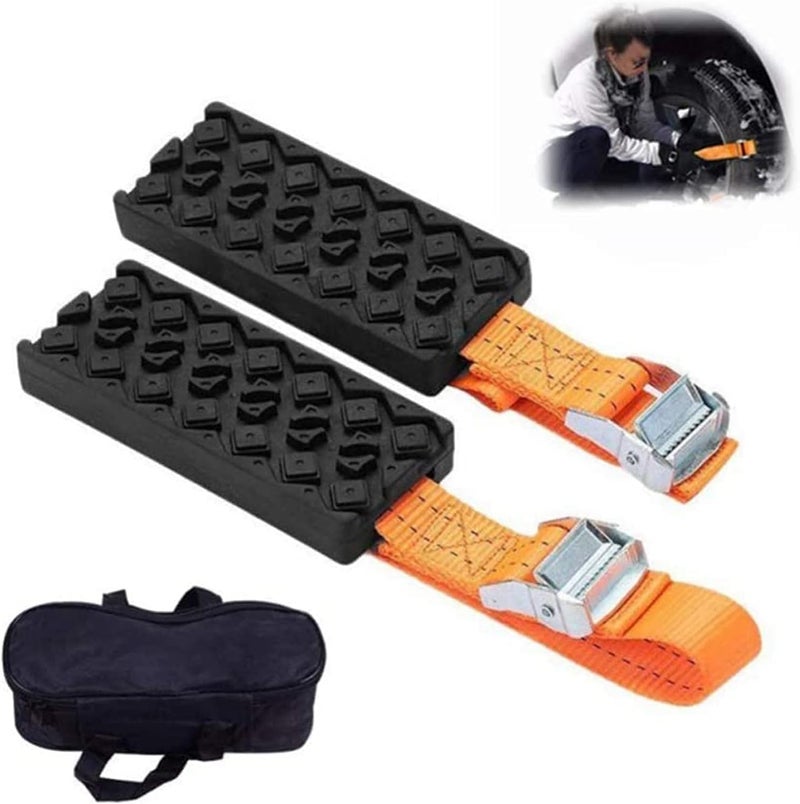 ELECDON Market diverse application fit Recovery Track Mat, Portable Tire Traction Device for Snow, Mud And Sand â€“ for Cars And Small Suvs, Get Unstuck Fast, 2Pcs Balanced weight - Image 1