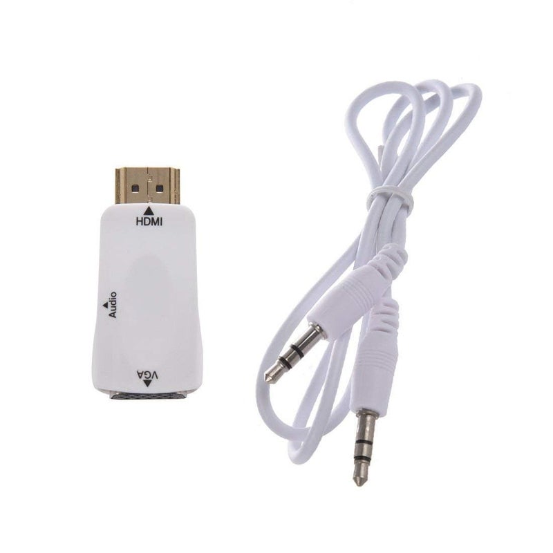 Hexabyte HDMI Male to VGA Female Adapter Converter | 1080P Full HD Video with Audio Output Support | HDMI to VGA Cable for Laptop, PC, Monitor, Projector, HDTV – White - Image 1