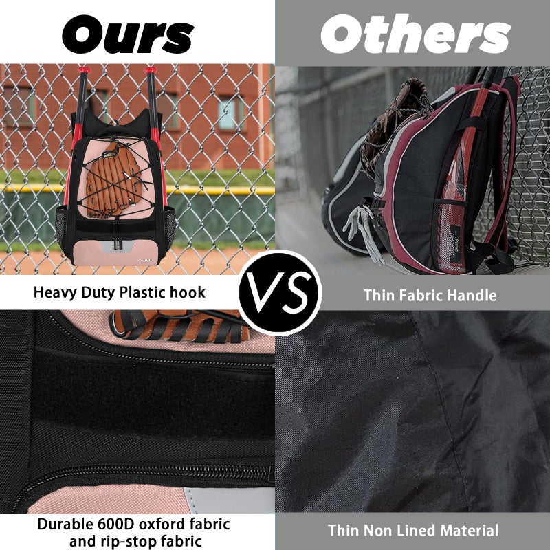 Goloni Baseball Bag,Backpack for Baseball, T-Ball & Softball Equipment & Gear,Softball Bag with Shoe Compartment,Fence Hook - Image 4