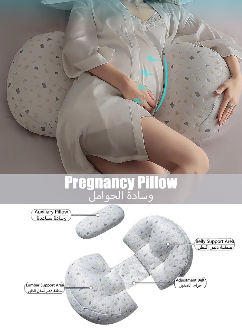 وسادة الحمل ، وسادة الحمل مع الخصر ووسادة الدعم القابلة للتعديل - وسادة الأمومة الكاملة للنوم ، ودعم التصميم القابل للإزالة إلى الوراء ، والساقين ، والبطن والوركين - مريحة ومريحة للنساء الحوامل - Image 1