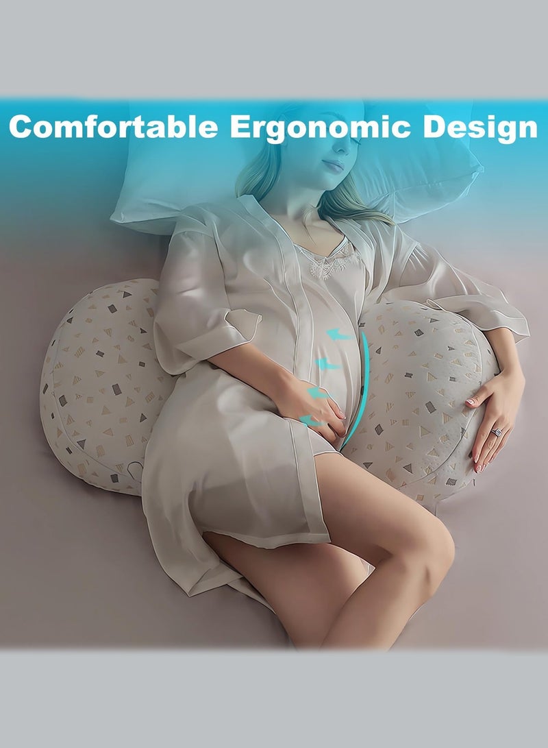 وسادة الحمل ، وسادة الحمل مع الخصر ووسادة الدعم القابلة للتعديل - وسادة الأمومة الكاملة للنوم ، ودعم التصميم القابل للإزالة إلى الوراء ، والساقين ، والبطن والوركين - مريحة ومريحة للنساء الحوامل - Image 4