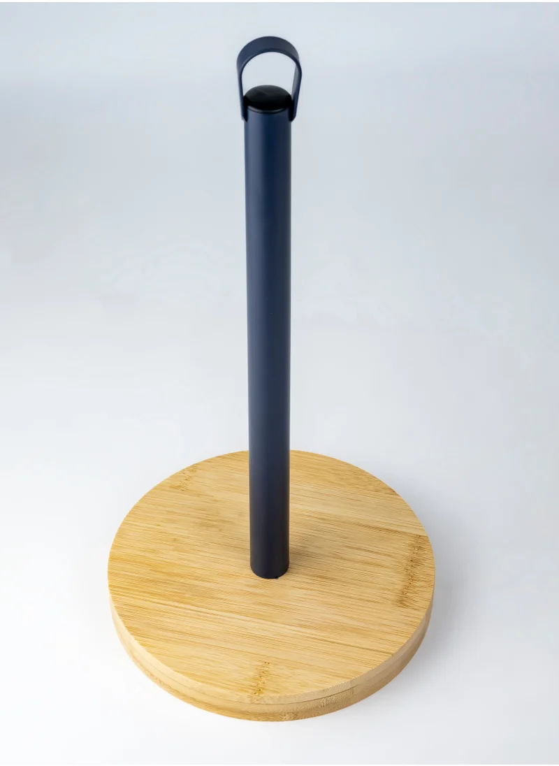 Cuisine Art DIVA Navy Blue Paper Towel Holder Bamboo Thicken Base Paper Towel Dispenser Kitchen Steady Bathroom Towel Roll Stand Organizer Wooden Paper Roll Holder for Countertop Table Cabinet D16cm x H33cm