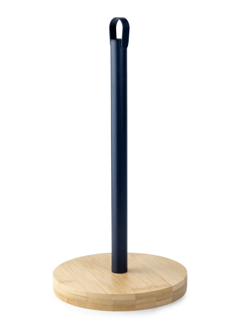 Cuisine Art DIVA Navy Blue Paper Towel Holder Bamboo Thicken Base Paper Towel Dispenser Kitchen Steady Bathroom Towel Roll Stand Organizer Wooden Paper Roll Holder for Countertop Table Cabinet D16cm x H33cm