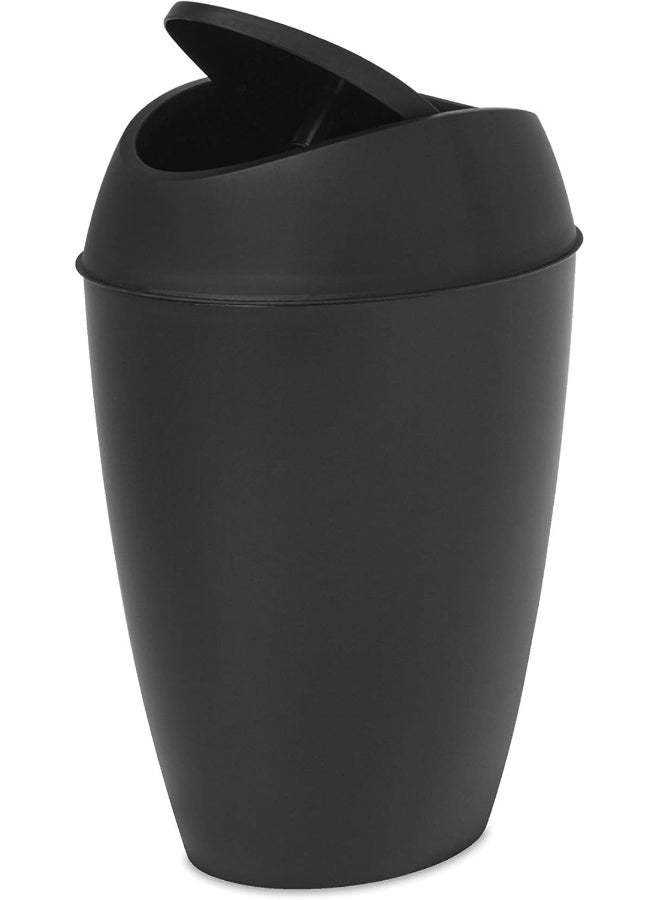 Umbra Twirla Trash Can with Swing-top Lid, 2.4 Gallon, Black - Image 1