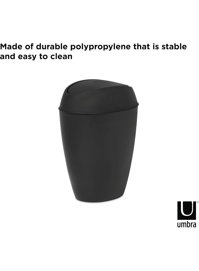 Umbra Twirla Trash Can with Swing-top Lid, 2.4 Gallon, Black - Image 5