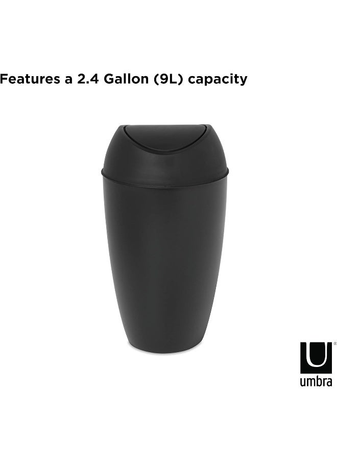 Umbra Twirla Trash Can with Swing-top Lid, 2.4 Gallon, Black - Image 3