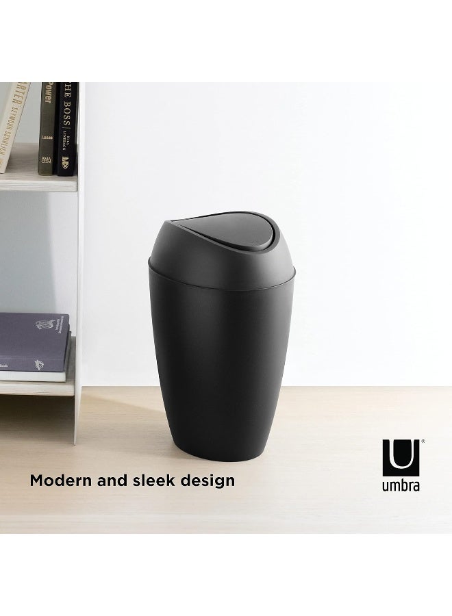 Umbra Twirla Trash Can with Swing-top Lid, 2.4 Gallon, Black - Image 4
