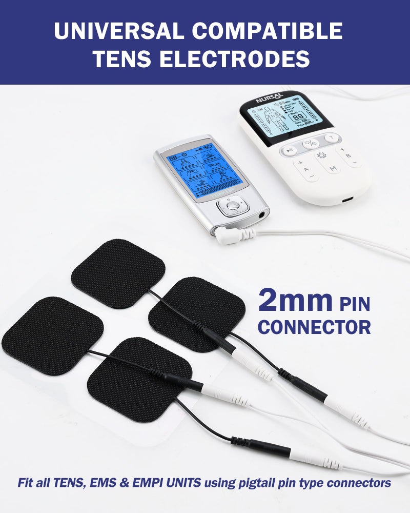 NURSAL TENS Unit Replacement Pads, Nursal Reusable Self-Adhesive Electrodes Pads 20 Packs 2x2â€ 2x4â€, Latex Free Pigtail TENS Pads, Compatible with TENS 7000, AUVON TENS, Etekcity, Nicwell Care Tens - Image 2