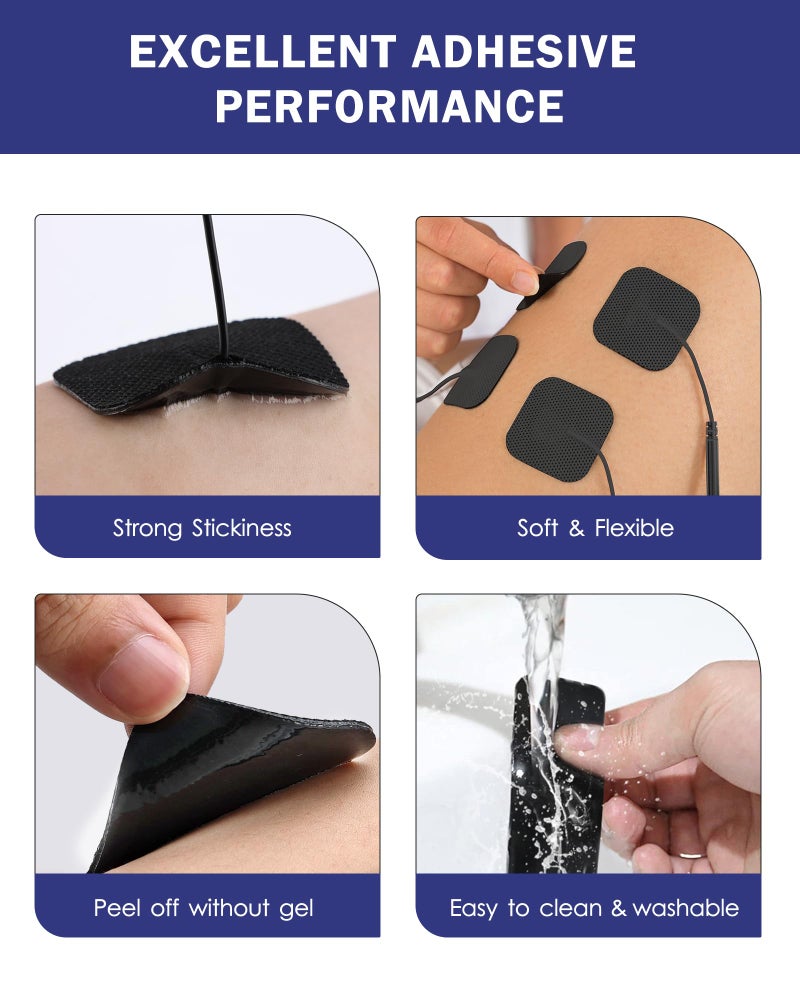 NURSAL TENS Unit Replacement Pads, Nursal Reusable Self-Adhesive Electrodes Pads 20 Packs 2x2â€ 2x4â€, Latex Free Pigtail TENS Pads, Compatible with TENS 7000, AUVON TENS, Etekcity, Nicwell Care Tens - Image 4