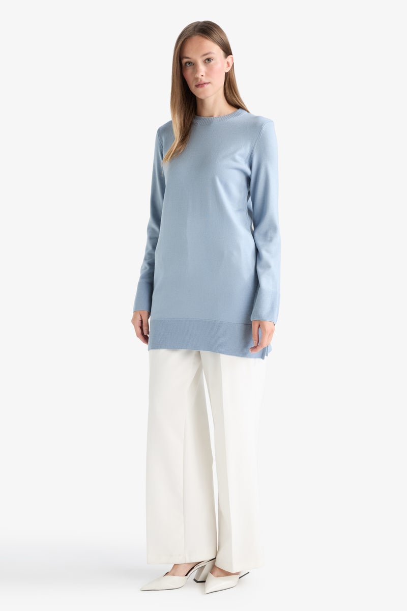 DeFacto Blue Woman Regular Fit Crew Neck Tunic Casual - Image 2