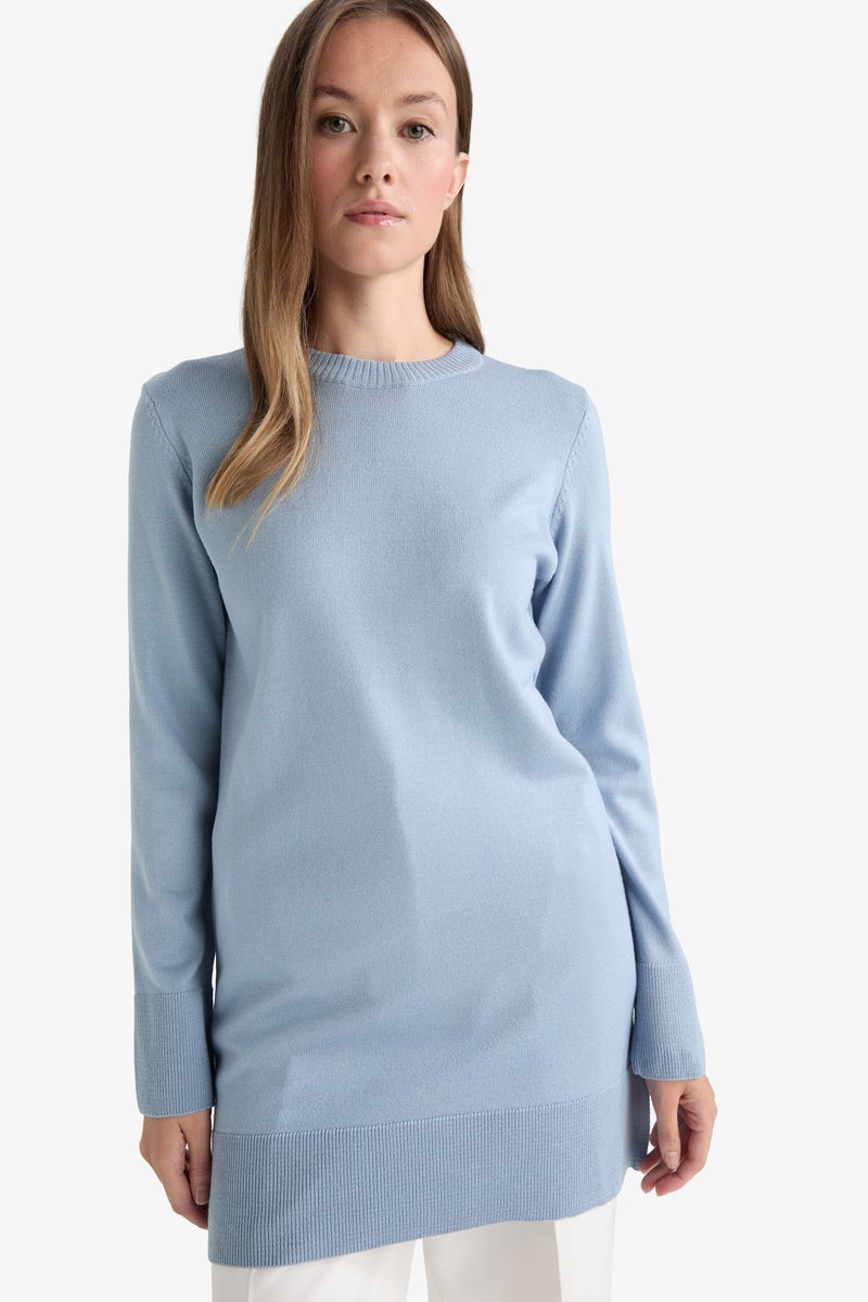 DeFacto Blue Woman Regular Fit Crew Neck Tunic Casual - Image 1