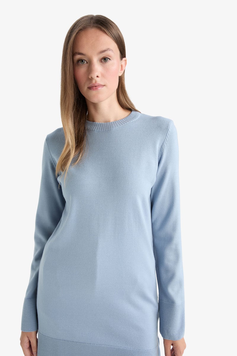 DeFacto Blue Woman Regular Fit Crew Neck Tunic Casual - Image 4