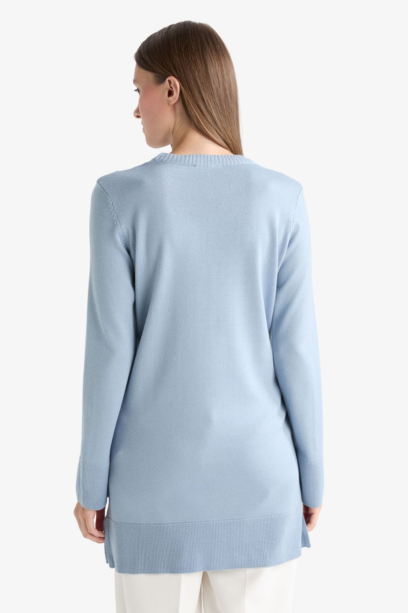 DeFacto Blue Woman Regular Fit Crew Neck Tunic Casual - Image 3