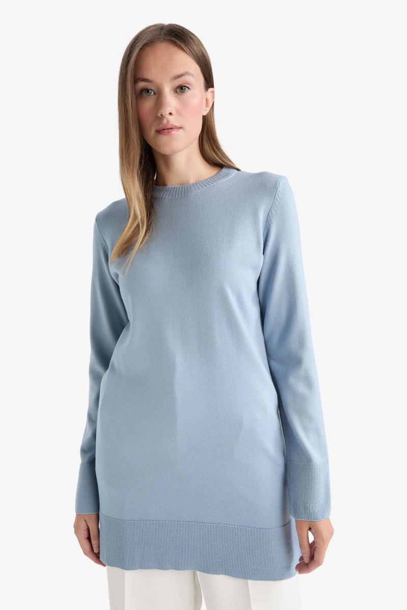 DeFacto Blue Woman Regular Fit Crew Neck Tunic Casual - Image 5