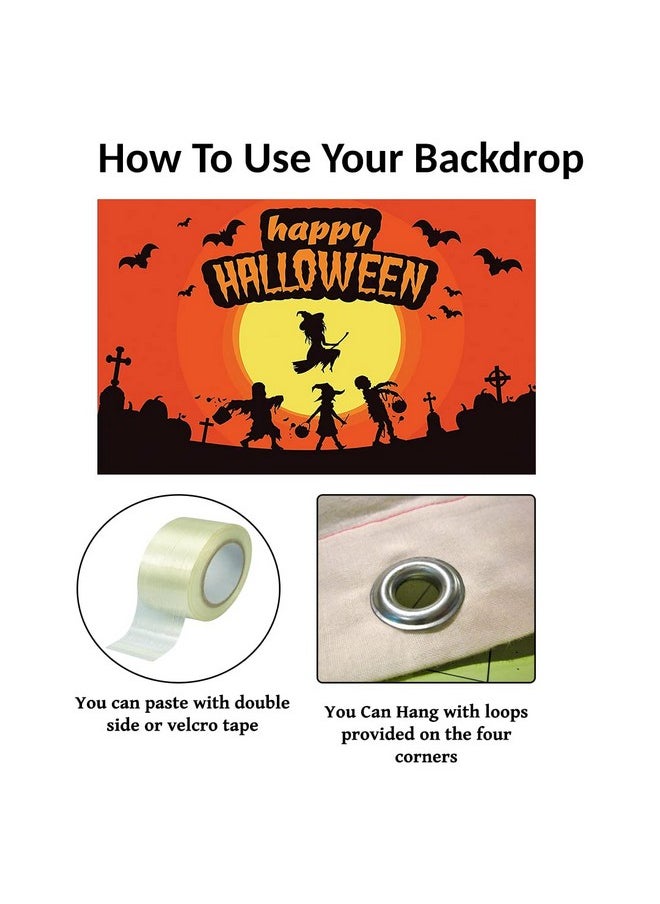 Theme My Party - Theme My Party Halloween Theme Party Decorations Happy Halloween Backdrop Banner, Party Supplies Decoration for Halloween Party (4FT X 4FT) - Image 1