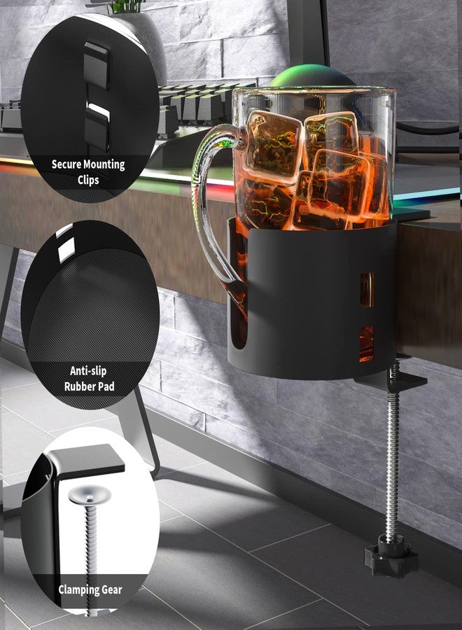 YYP Large Desk Cup Holder, YYP Anti-Spill Cup Holder for Desk or Table, Sturdy and Durable, Easy to Install, Enough to Hold Coffee Cups, Water Bottles, Pencil Pen Holder,Black - Image 5