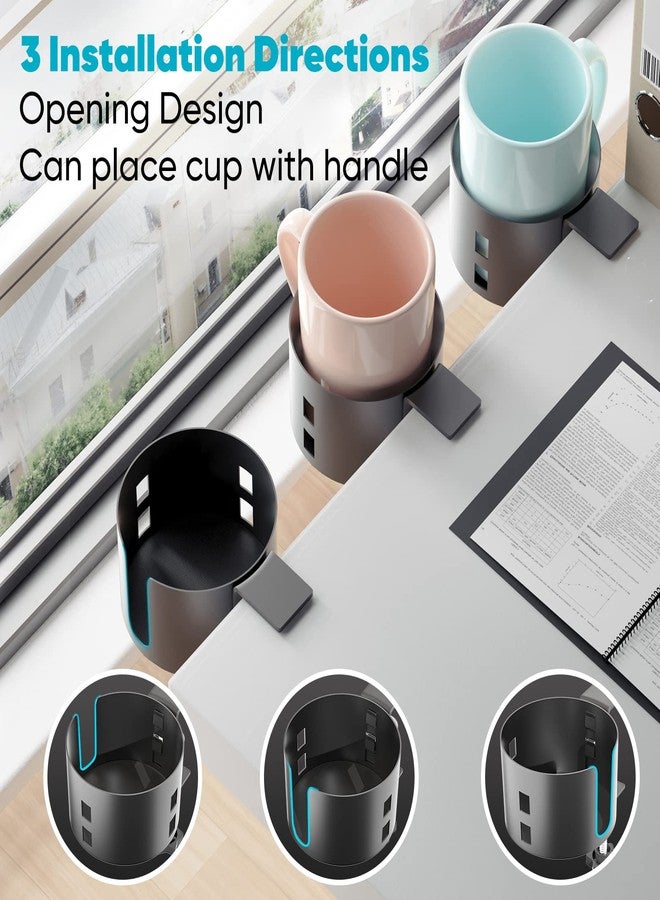 YYP Large Desk Cup Holder, YYP Anti-Spill Cup Holder for Desk or Table, Sturdy and Durable, Easy to Install, Enough to Hold Coffee Cups, Water Bottles, Pencil Pen Holder,Black - Image 3