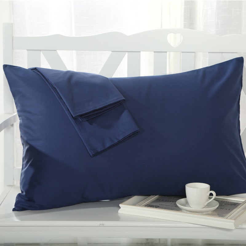 Cotton Pillowcase Simple Solid Color Single Navy blue