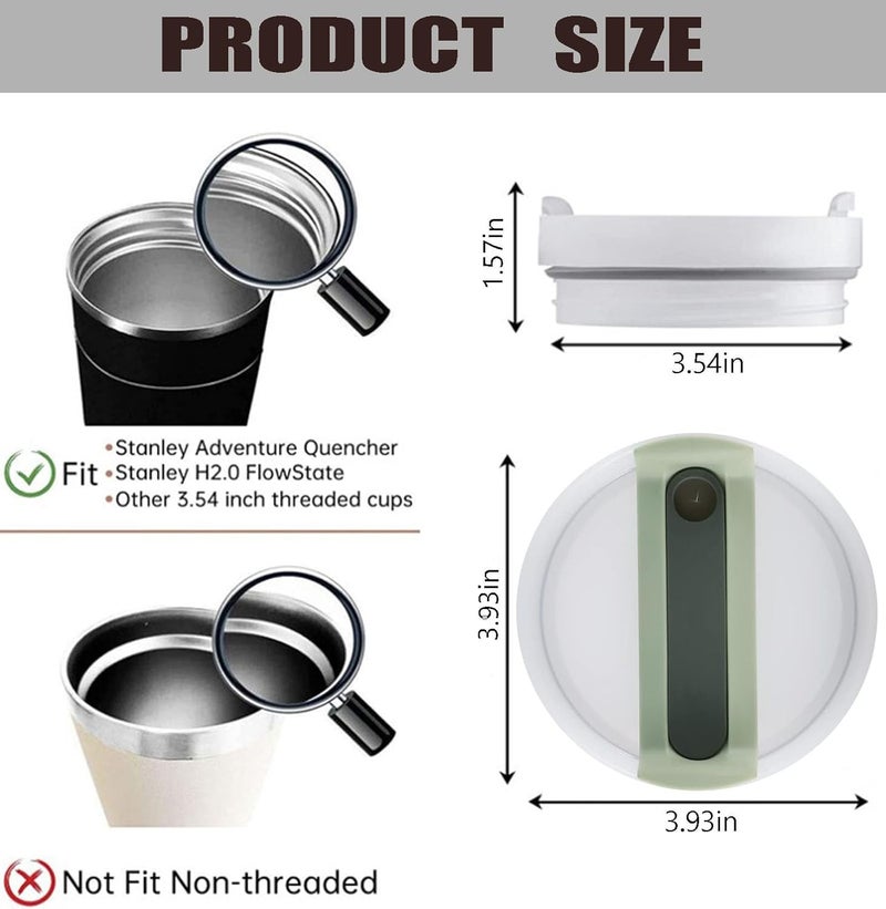 Bnoname 40oz Tumbler Lids Replacement for Stanley Cup,Replacement Spill Proof Splash Resistant Tumbler Lids Reusable Tumbler Cover for Stanley and More Coffee Mugs (Light Green+Dark Grey) Sand resistant - Image 2