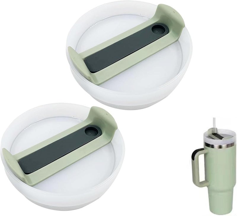 Bnoname 40oz Tumbler Lids Replacement for Stanley Cup,Replacement Spill Proof Splash Resistant Tumbler Lids Reusable Tumbler Cover for Stanley and More Coffee Mugs (Light Green+Dark Grey) Sand resistant - Image 1