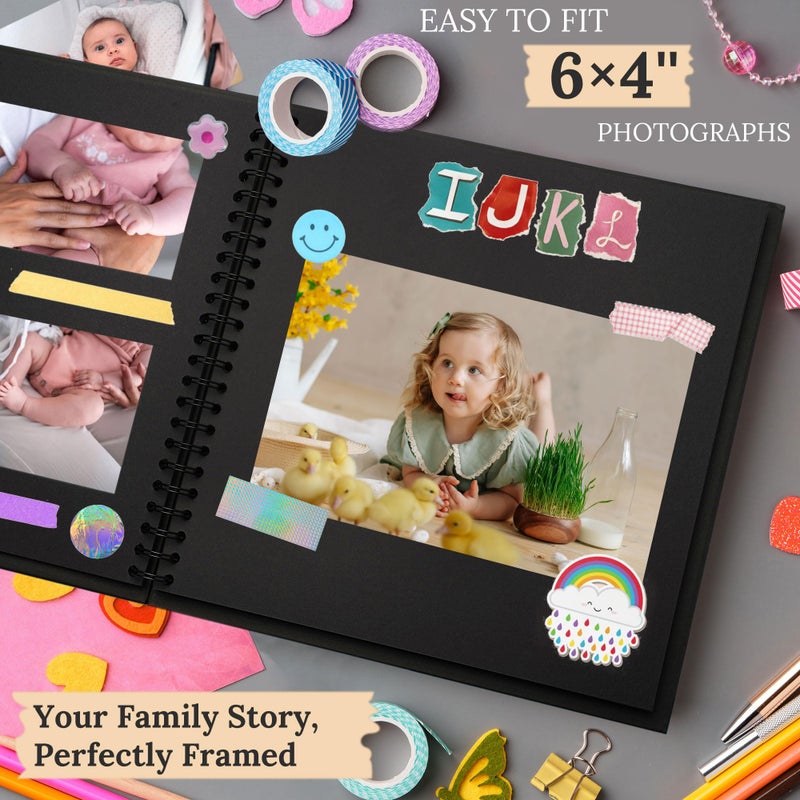 Hiwhy Scrapbook 8x8 Inch DIY Scrapbook Album Hardcover Kraft Paper Scrap Book Photo Albums 40 Pages Perfect for 4x6 / 5x7 Photos Memory Book for Family, Wedding - Image 5