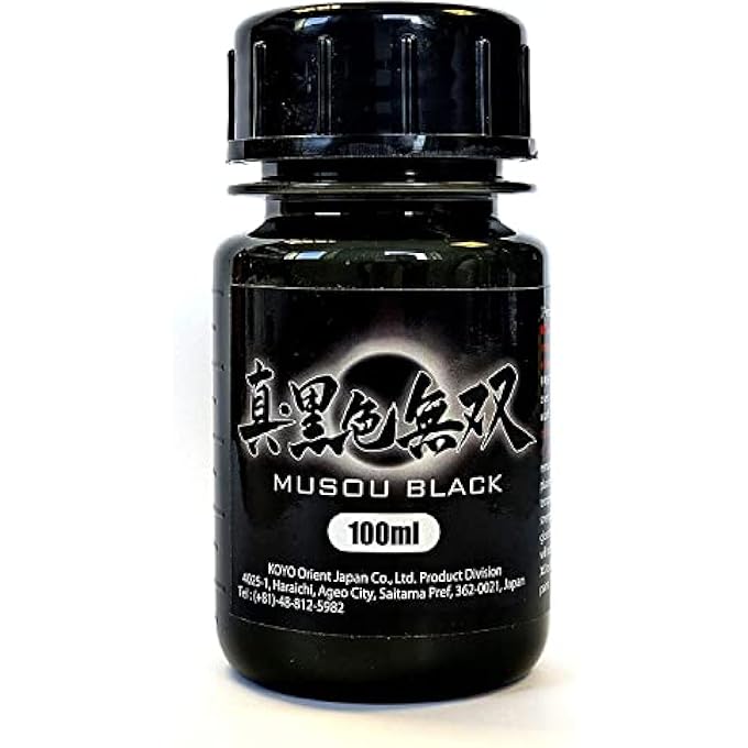 MUSOU BLACK WATER-BASED ACRYLIC PAINT - 100ML - MADE IN - BLACKEST BLACK IN THE WORLD - Image 1