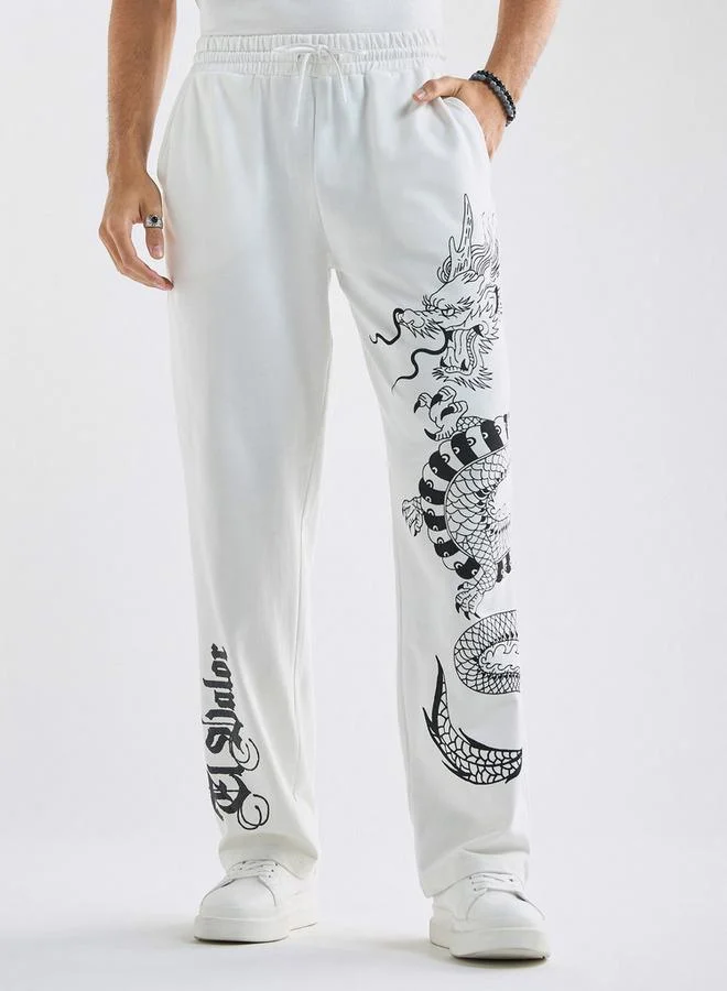 Splash FAV Dragon Print Relaxed Fit Joggers with with Flexi Waist and Pockets