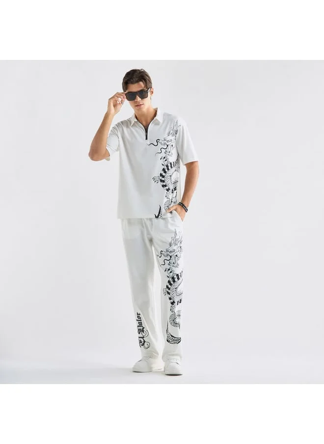 FAV Dragon Print Relaxed Fit Joggers with with Flexi Waist and Pockets