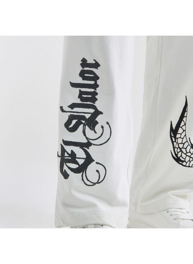 Dragon Print Relaxed Fit Joggers with with Flexi Waist and Pockets