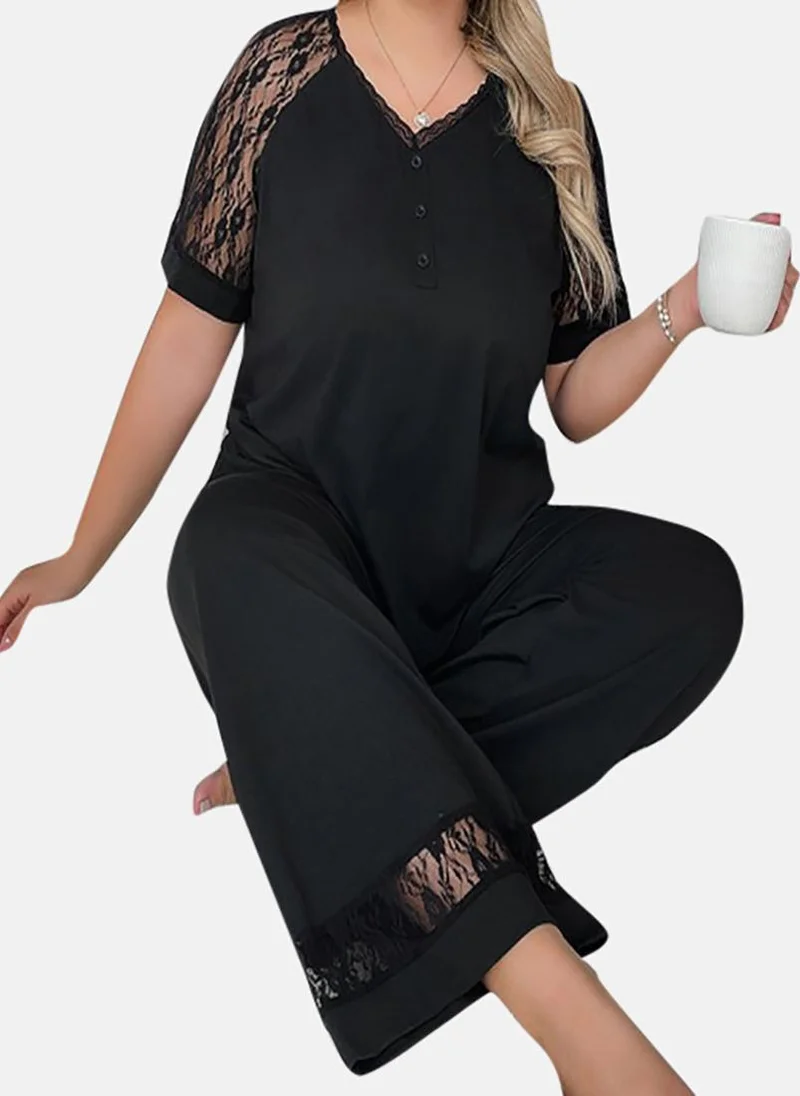 YUNIQEE Black Solid Pyjamas & Top