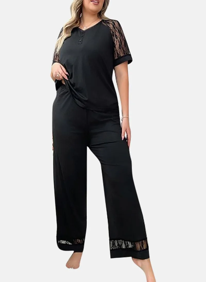 YUNIQEE Black Solid Pyjamas & Top