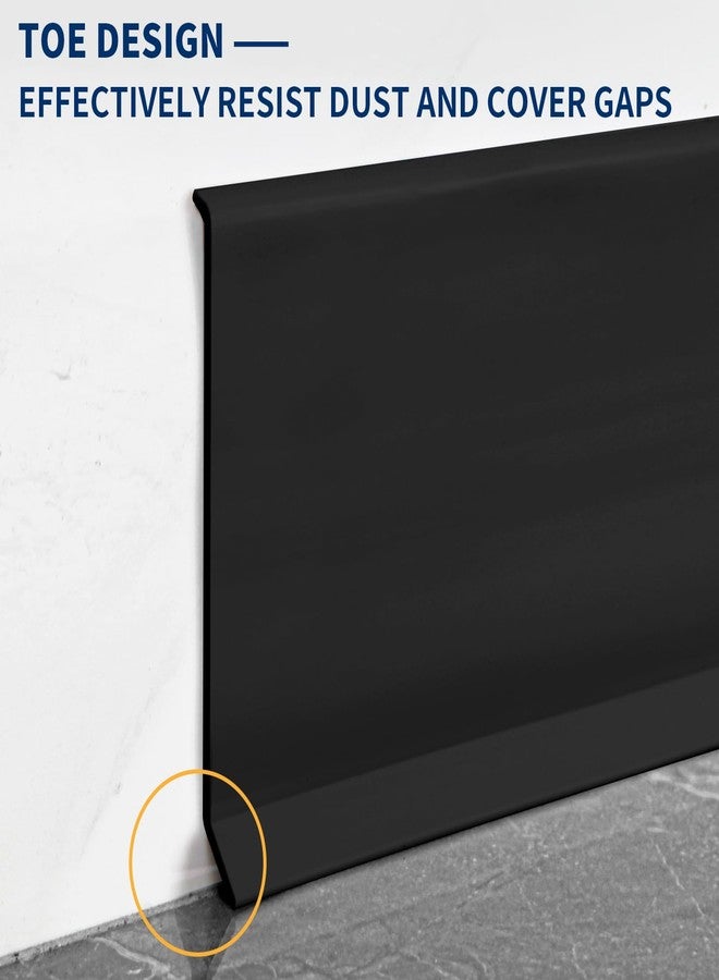 Heonay Flexible Baseboard Molding Trim 4 Inch Self-Adhesive Vinyl Wall Base Peel and Stick Cove Base Rubber Wall Baseboard Moulding Trim (20Ft, Black) - Image 4