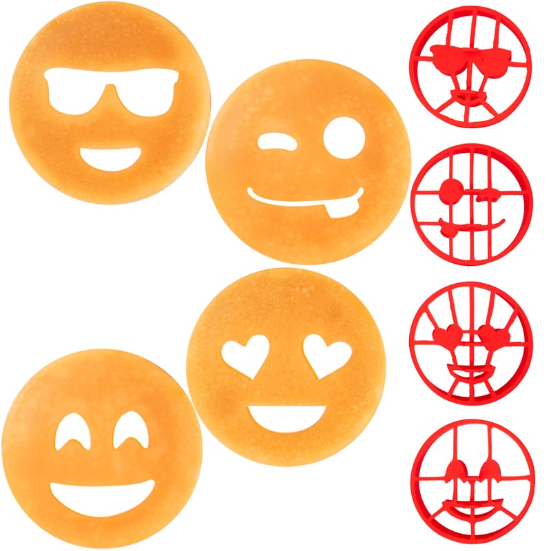 Good Cooking Emoji Pancake Molds  Egg Rings 4 Pack for Kids AND Adults Reusable Silicone Smiley Face Maker Doubles as Cookie Cutter Breakfast Treat Baking Gift Officially Licensed by Emoji 